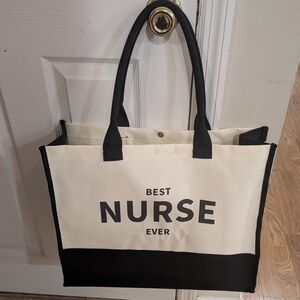Black and White Tote Bag 'Best Nurse Ever'